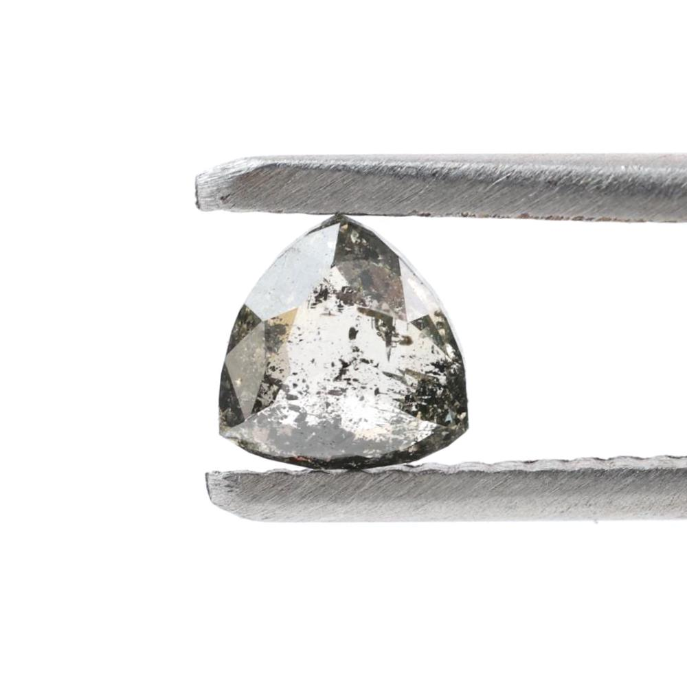 0.52 Ct Salt and Pepper Diamond, Natural Gray Trillion Loose Diamonds for Engagement Ring