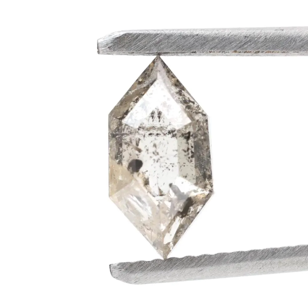 0.55 Ct Salt and Pepper Diamond, Natural Gray Hexagon Cut Loose Diamonds for Engagement Ring
