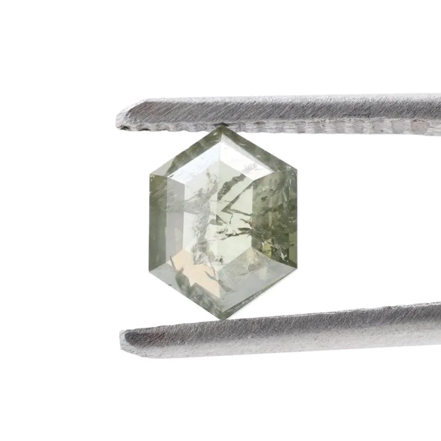 1.22 Ct Salt and Pepper Diamond, Natural Light Green Hexagon Cut Loose Diamonds for Engagement Ring