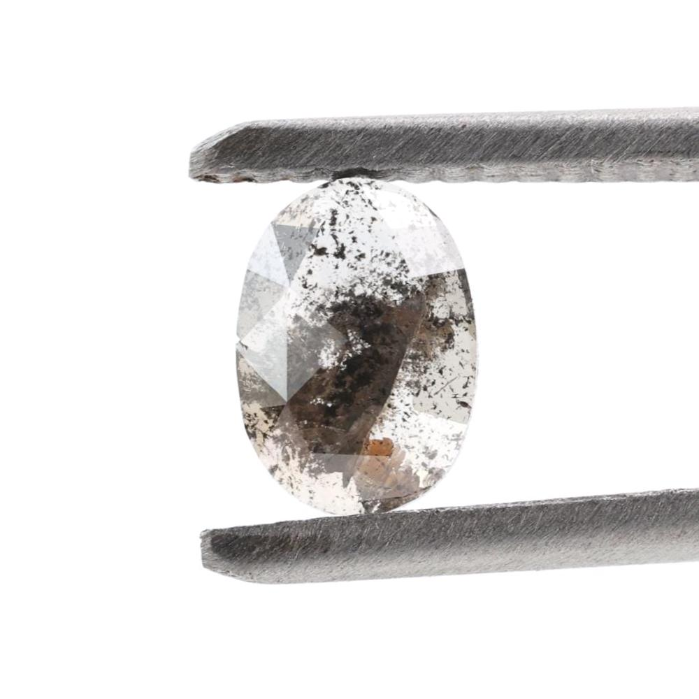 0.60 Ct Salt and Pepper Diamond, Natural Gray Oval Loose Diamonds for Minimalist Engagement Ring