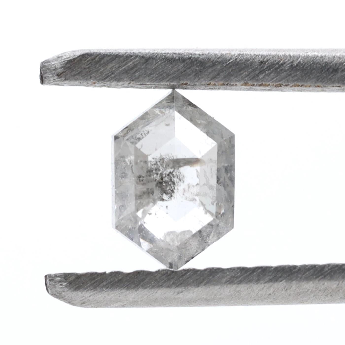 0.44 Ct Salt and Pepper Diamond, Natural Gray Hexagon Cut Loose Diamonds for Minimalist Engagement Ring