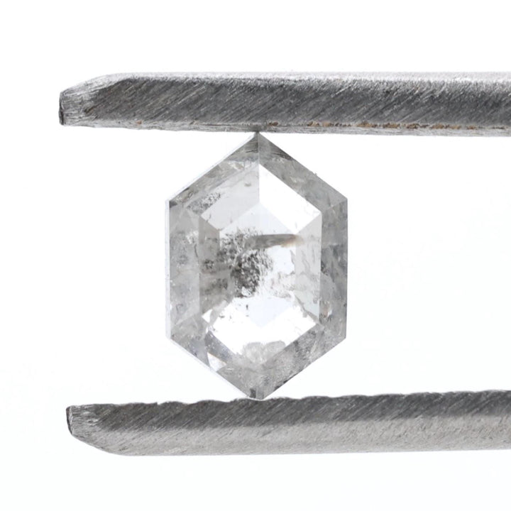 0.44 Ct Salt and Pepper Diamond, Natural Gray Hexagon Cut Loose Diamonds for Minimalist Engagement Ring