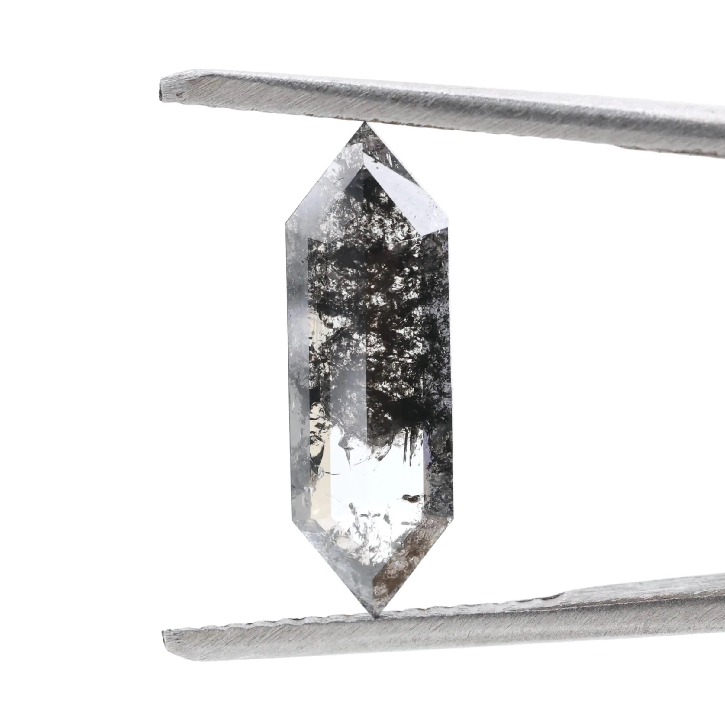 1.65 Ct Salt and Pepper Diamond, Natural Gray Hexagon Cut Loose Diamonds for Minimalist Engagement Ring