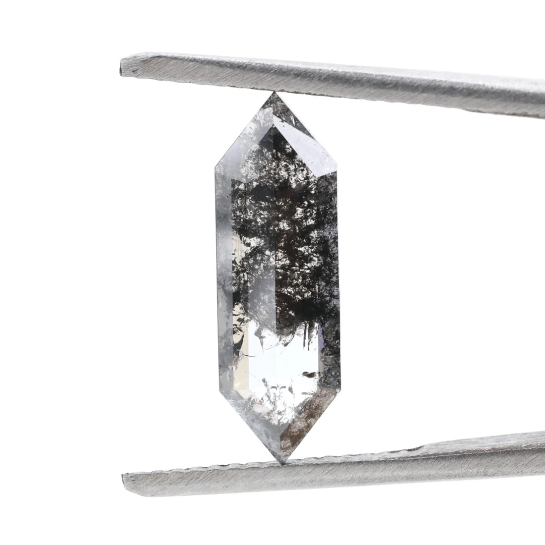 1.65 Ct Salt and Pepper Diamond, Natural Gray Hexagon Cut Loose Diamonds for Minimalist Engagement Ring