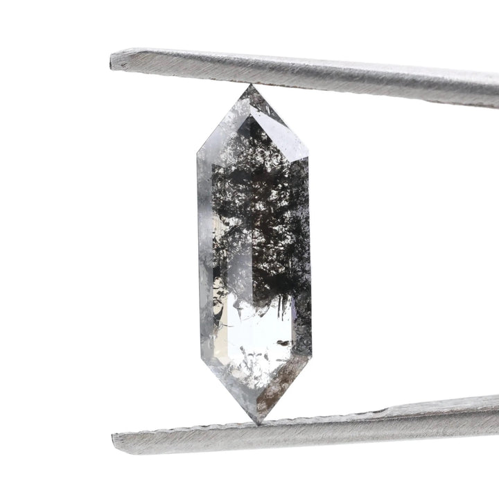 1.65 Ct Salt and Pepper Diamond, Natural Gray Hexagon Cut Loose Diamonds for Minimalist Engagement Ring