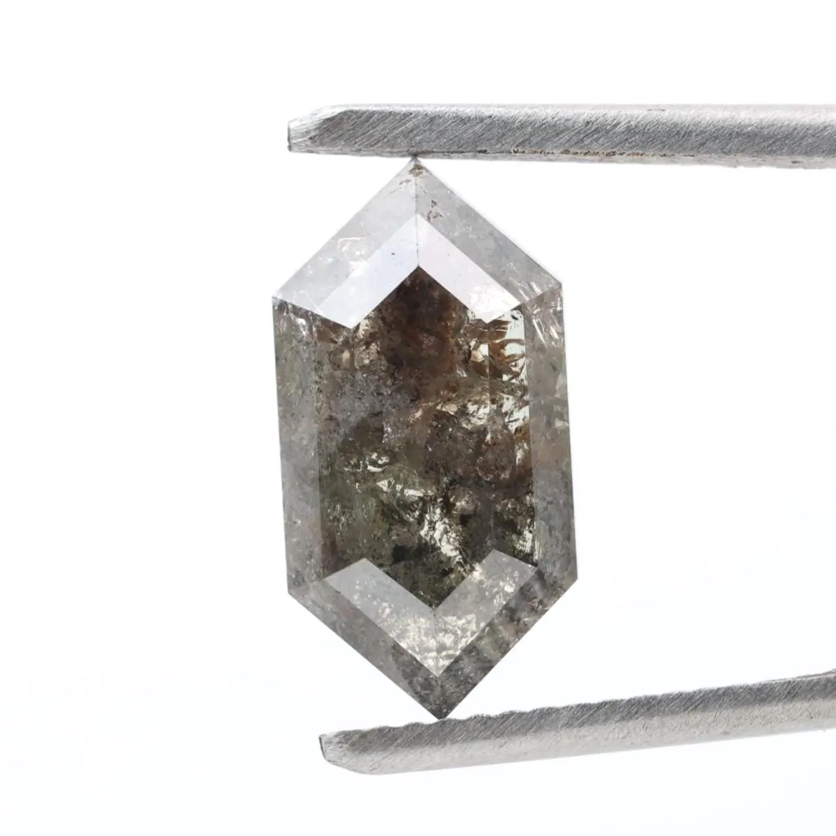 3.12 Ct Salt and Pepper Diamond, Natural Gray Hexagon Cut Loose Diamonds for Engagement Ring