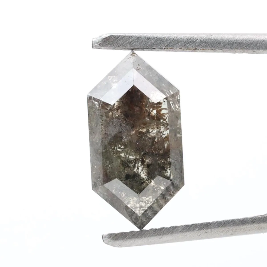 3.12 Ct Salt and Pepper Diamond, Natural Gray Hexagon Cut Loose Diamonds for Engagement Ring