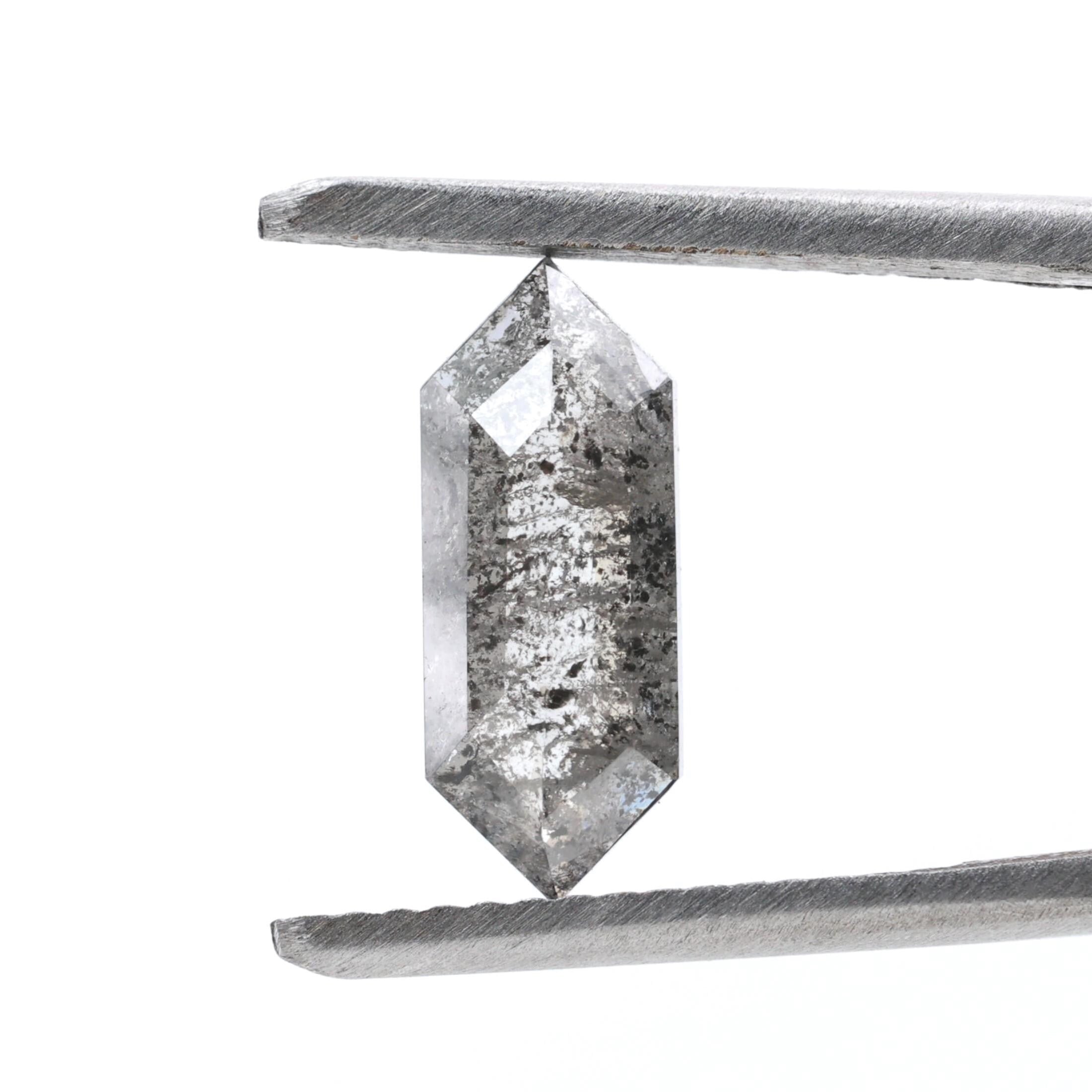 1.49 Ct Salt and Pepper Diamond, Natural Gray Hexagon Cut Loose Diamonds for Minimalist Engagement Ring