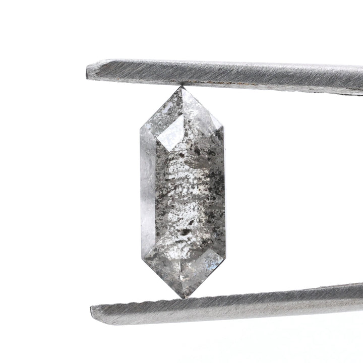 1.49 Ct Salt and Pepper Diamond, Natural Gray Hexagon Cut Loose Diamonds for Minimalist Engagement Ring