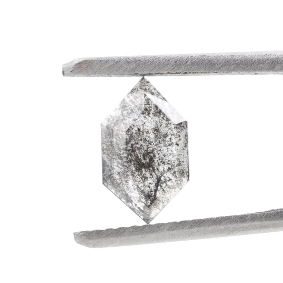 0.72 Ct Salt and Pepper Diamond, Natural Gray Smokey Hexagon Cut Loose Diamonds for Wedding Ring