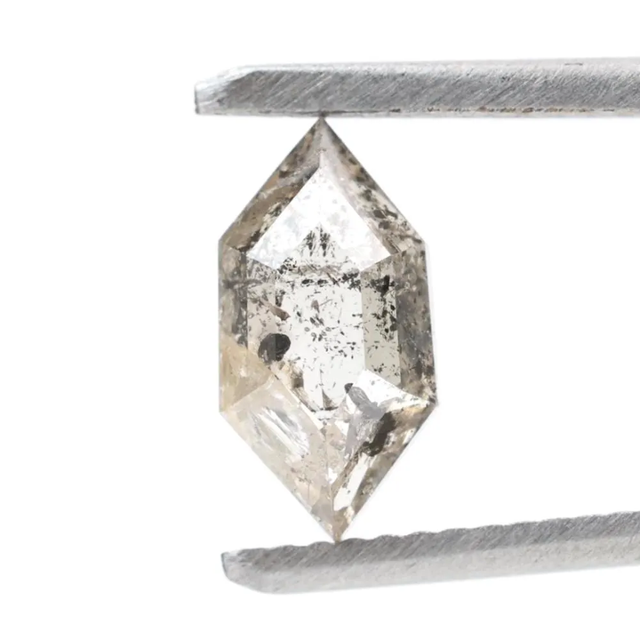 0.55 Ct Salt and Pepper Diamond, Natural Gray Hexagon Cut Loose Diamonds for Engagement Ring