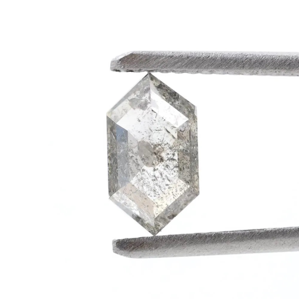 1.66 Ct Salt and Pepper Diamond, Natural Gray Color Hexagon Cut Loose Diamonds for Engagement Ring