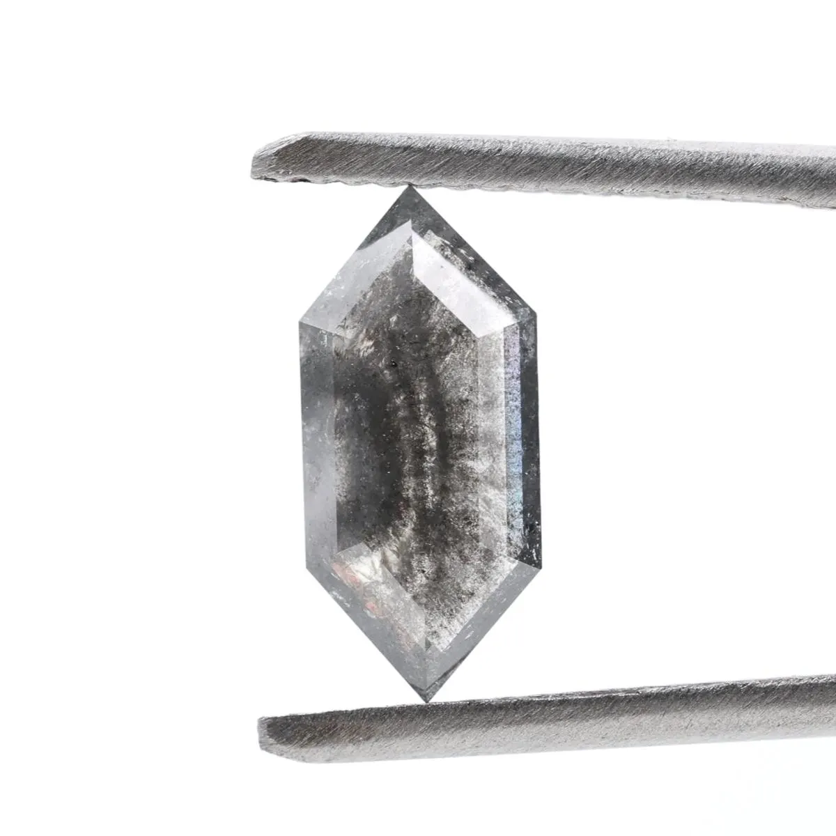 1.17 Ct Salt and Pepper Diamond, Natural Gray Color Hexagon Cut Loose Diamonds for Engagement Ring