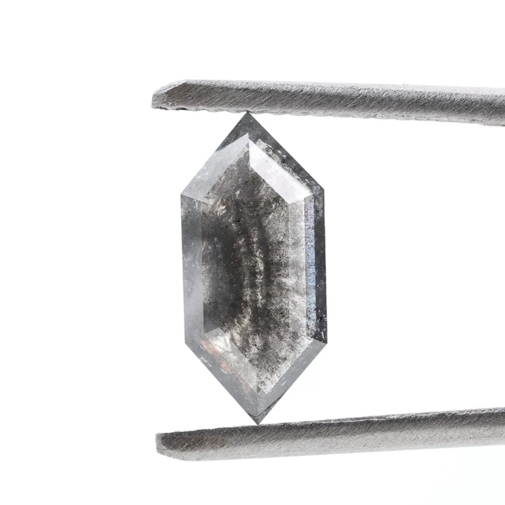 1.17 Ct Salt and Pepper Diamond, Natural Gray Color Hexagon Cut Loose Diamonds for Engagement Ring