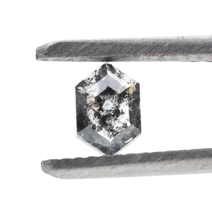 0.49 Cts Salt and Pepper Diamond, Natural Gray Hexagon Loose Diamonds for Engagement Ring