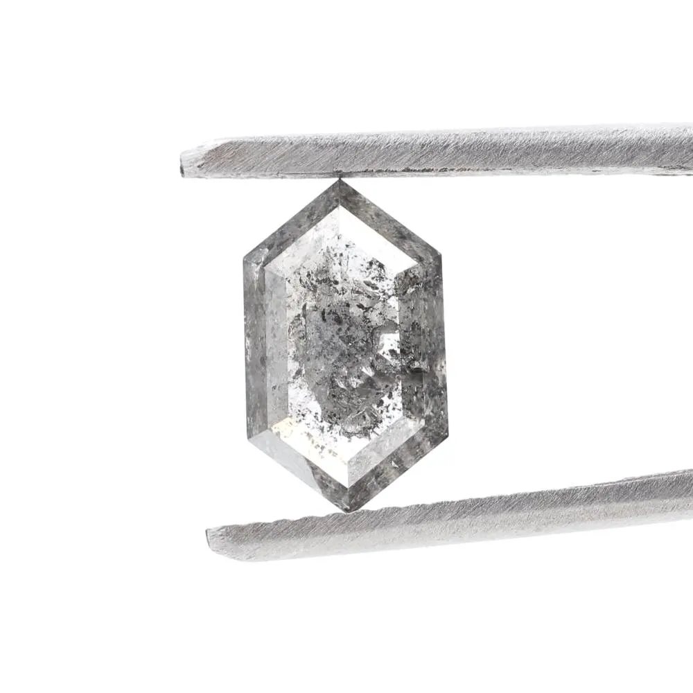 2.08 Ct Salt and Pepper Diamond, Natural Gray Color Hexagon Cut Loose Diamonds for Engagement Ring