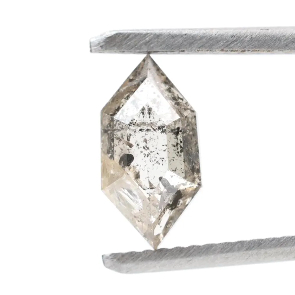 0.55 Ct Salt and Pepper Diamond, Natural Gray Hexagon Cut Loose Diamonds for Engagement Ring