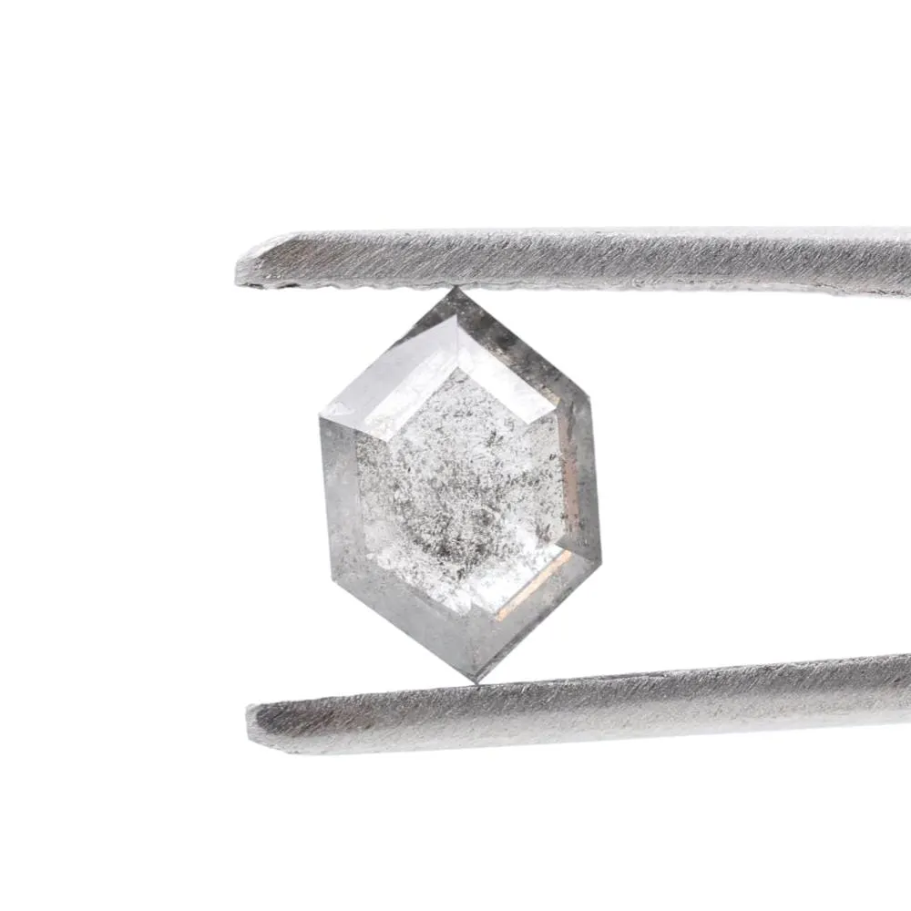 0.99 Ct Salt and Pepper Diamond, Natural Gray Smokey Hexagon Cut Loose Diamonds for Wedding Ring