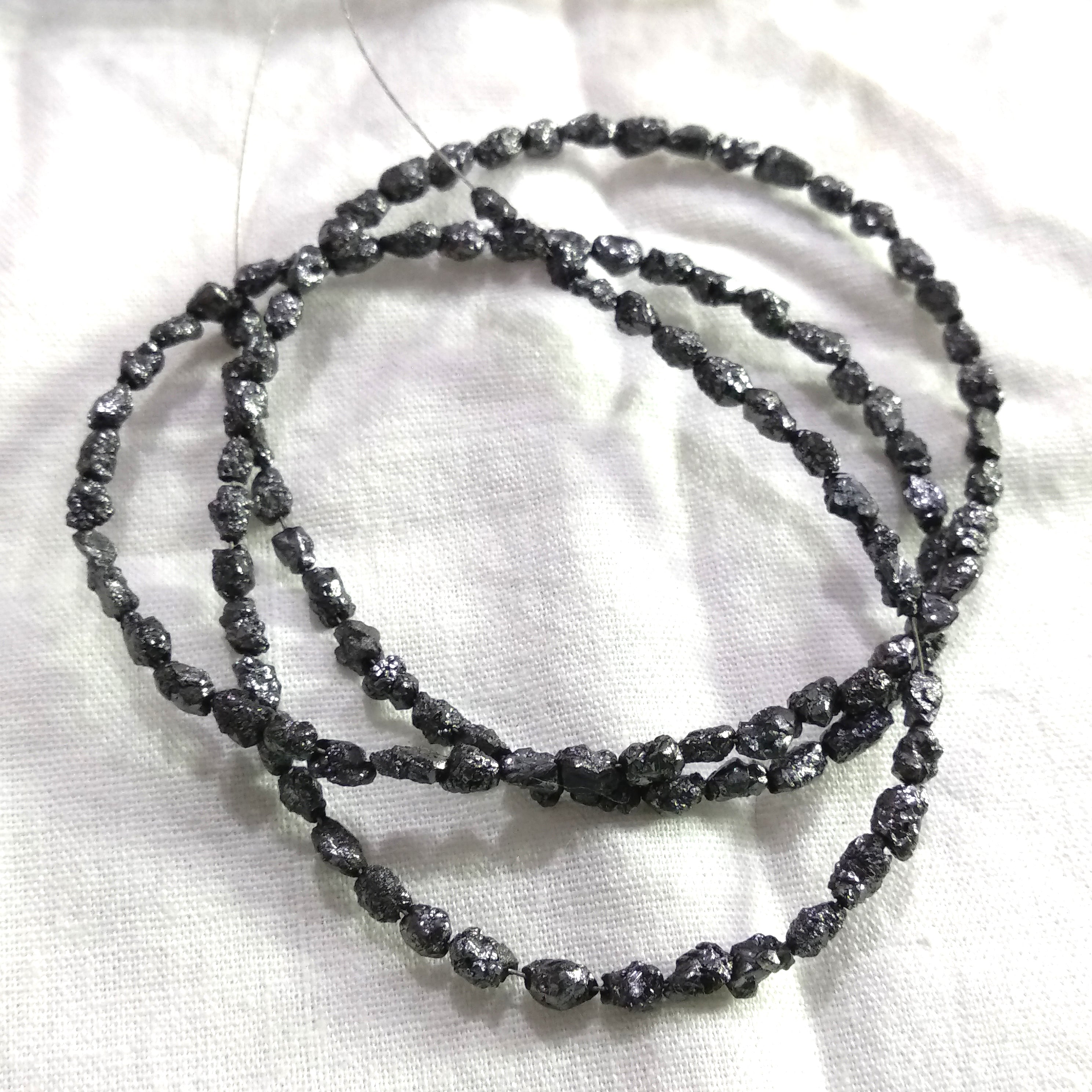 Natural Black Long Drilled Rough Diamonds - 20.00 Ct Loose Raw Uncut Diamonds Beads 16" Strand Necklace