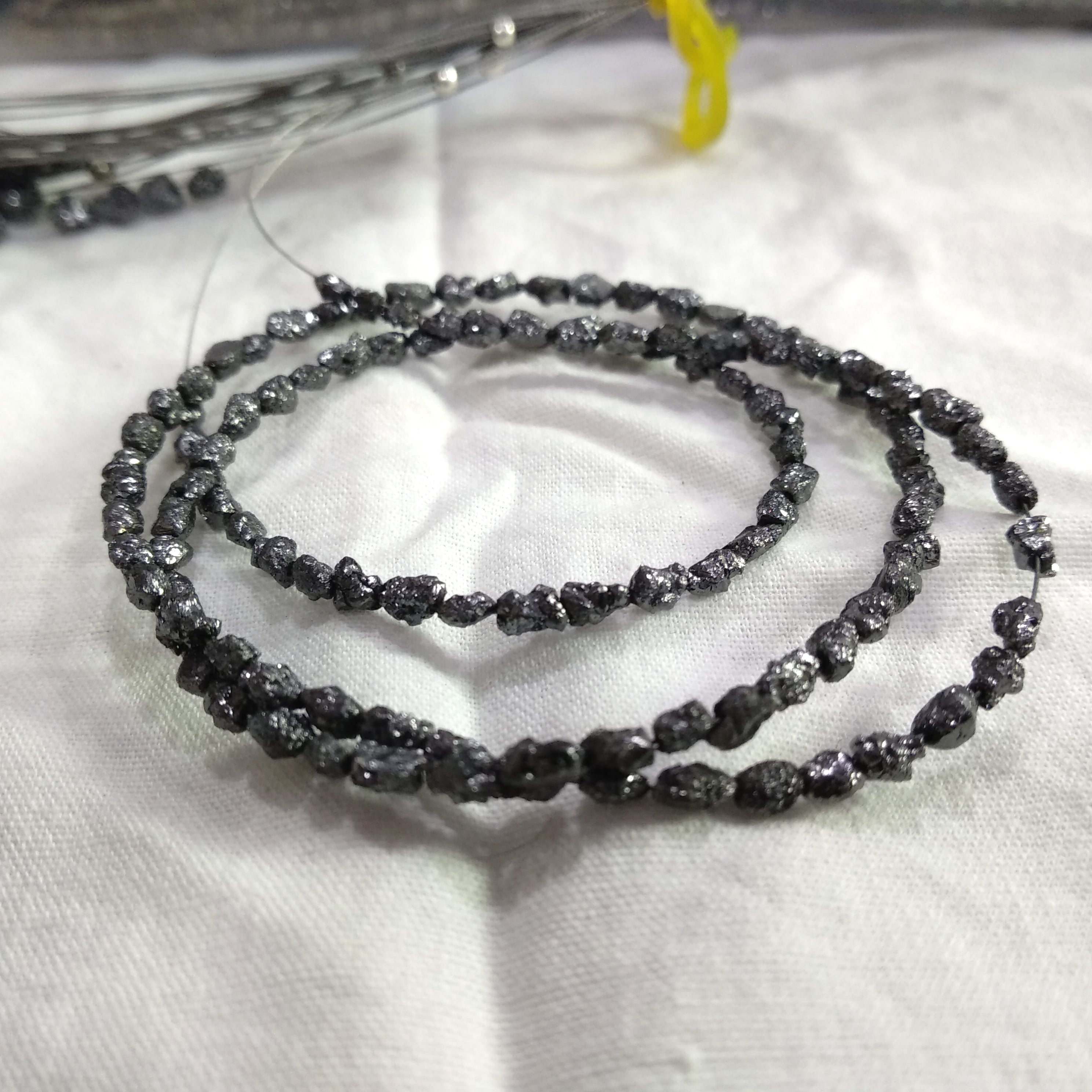 Natural Black Long Drilled Rough Diamonds - 20.00 Ct Loose Raw Uncut Diamonds Beads 16" Strand Necklace