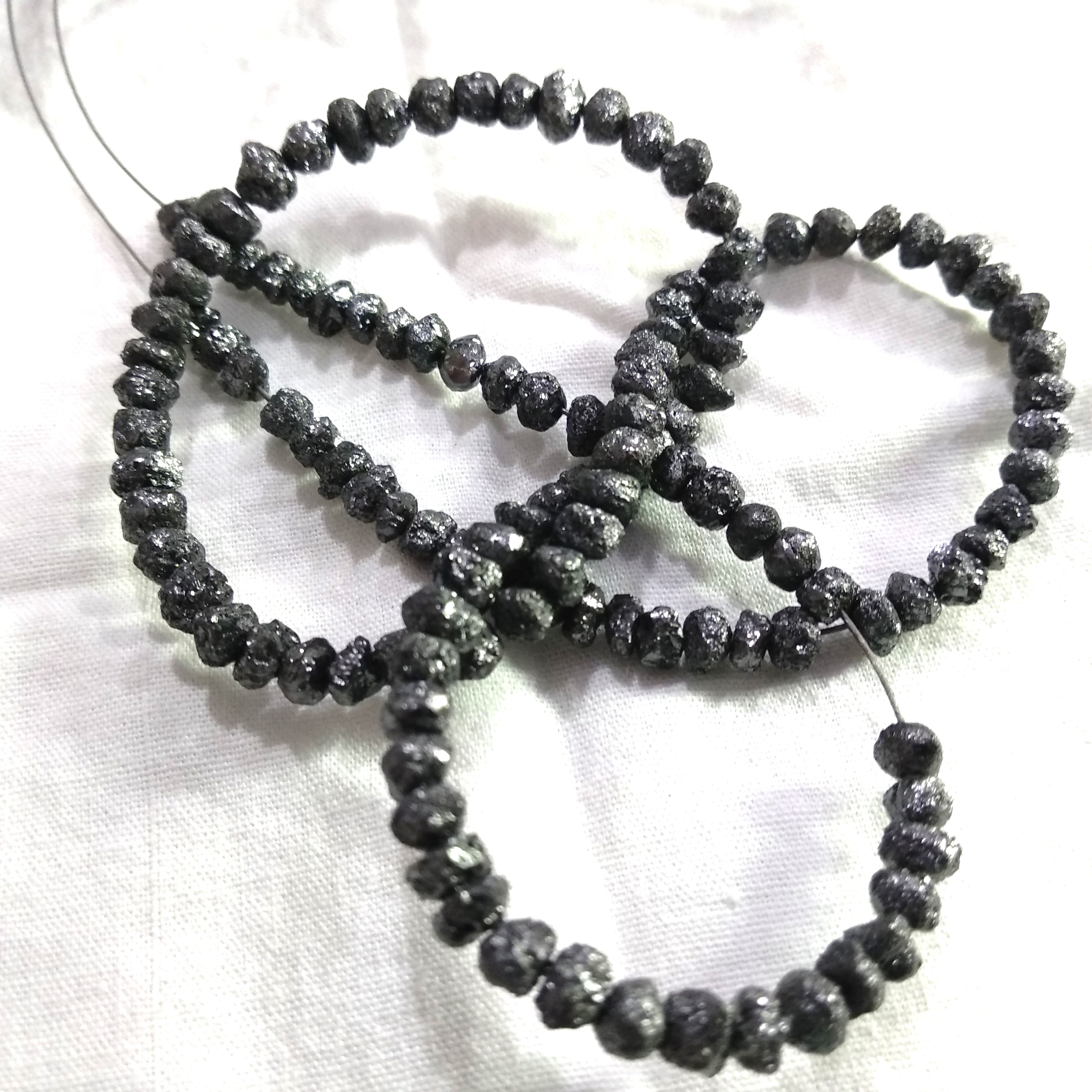20 Pcs. Black Round Rough Diamonds 4.00 to 6.00 MM Size, Natural Black Roundish Rough Diamonds wt Drilled Hole