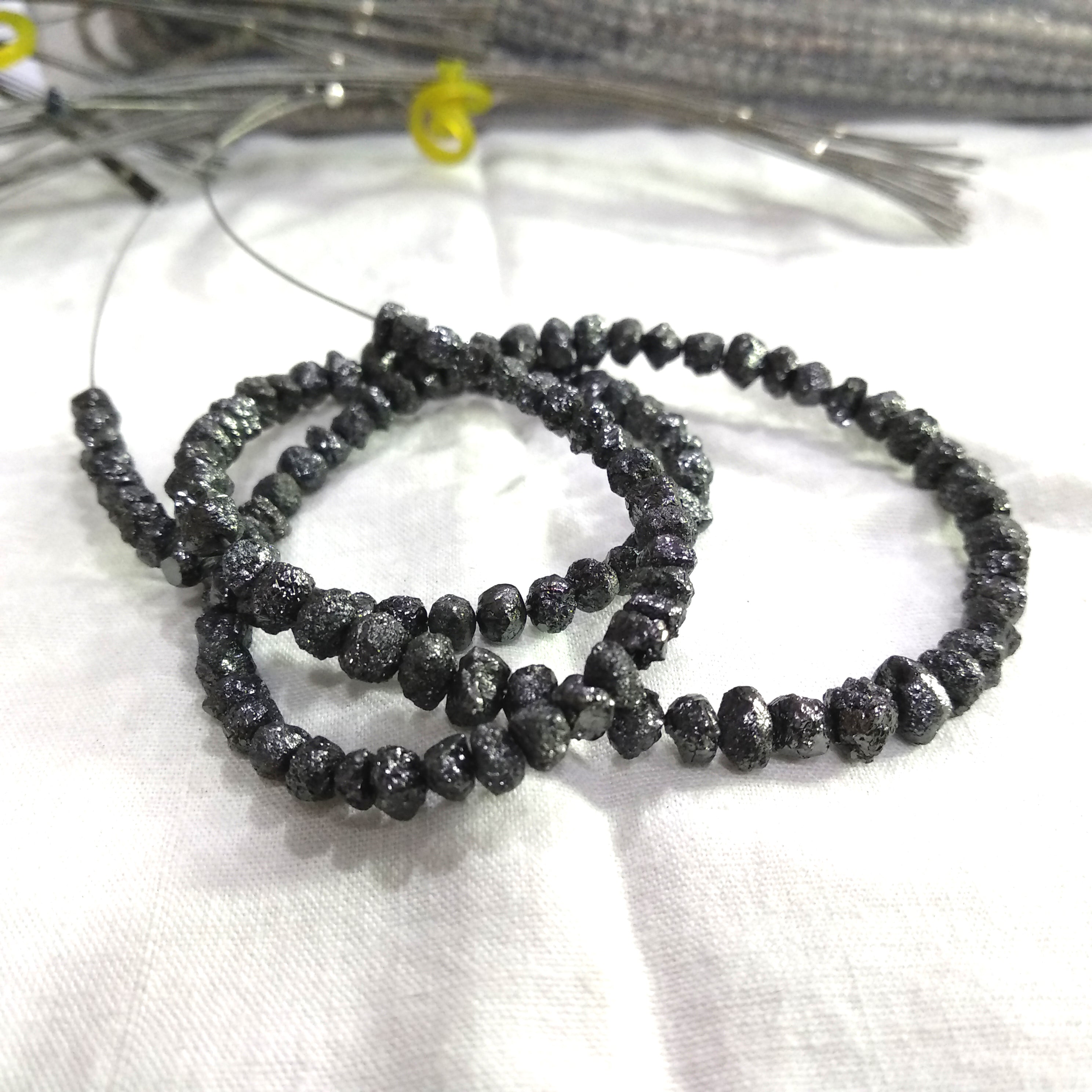 20 Pcs. Black Round Rough Diamonds 4.00 to 6.00 MM Size, Natural Black Roundish Rough Diamonds wt Drilled Hole