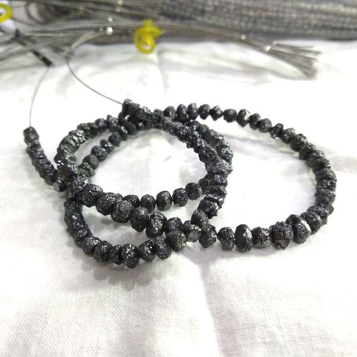 20 Pcs. Black Round Rough Diamonds 4.00 to 6.00 MM Size, Natural Black Roundish Rough Diamonds wt Drilled Hole