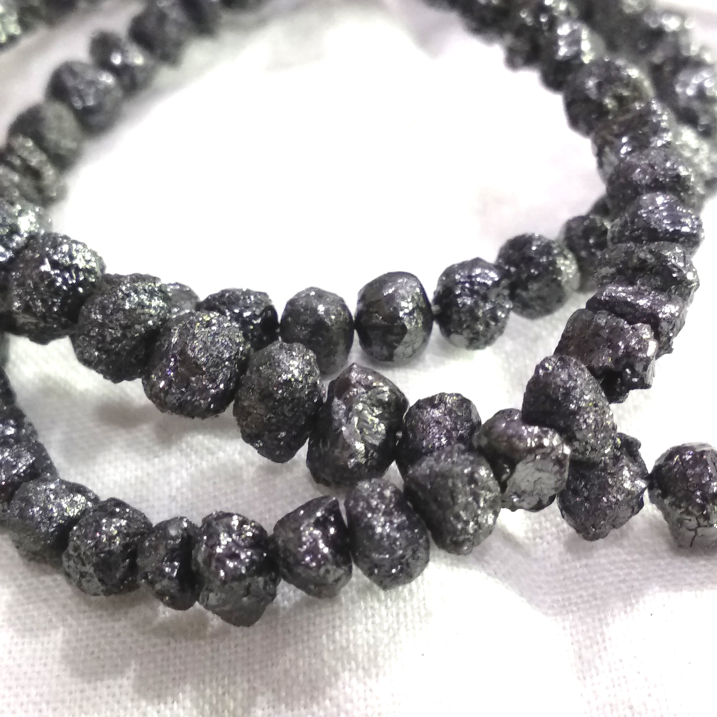 20 Pcs. Black Round Rough Diamonds 4.00 to 6.00 MM Size, Natural Black Roundish Rough Diamonds wt Drilled Hole