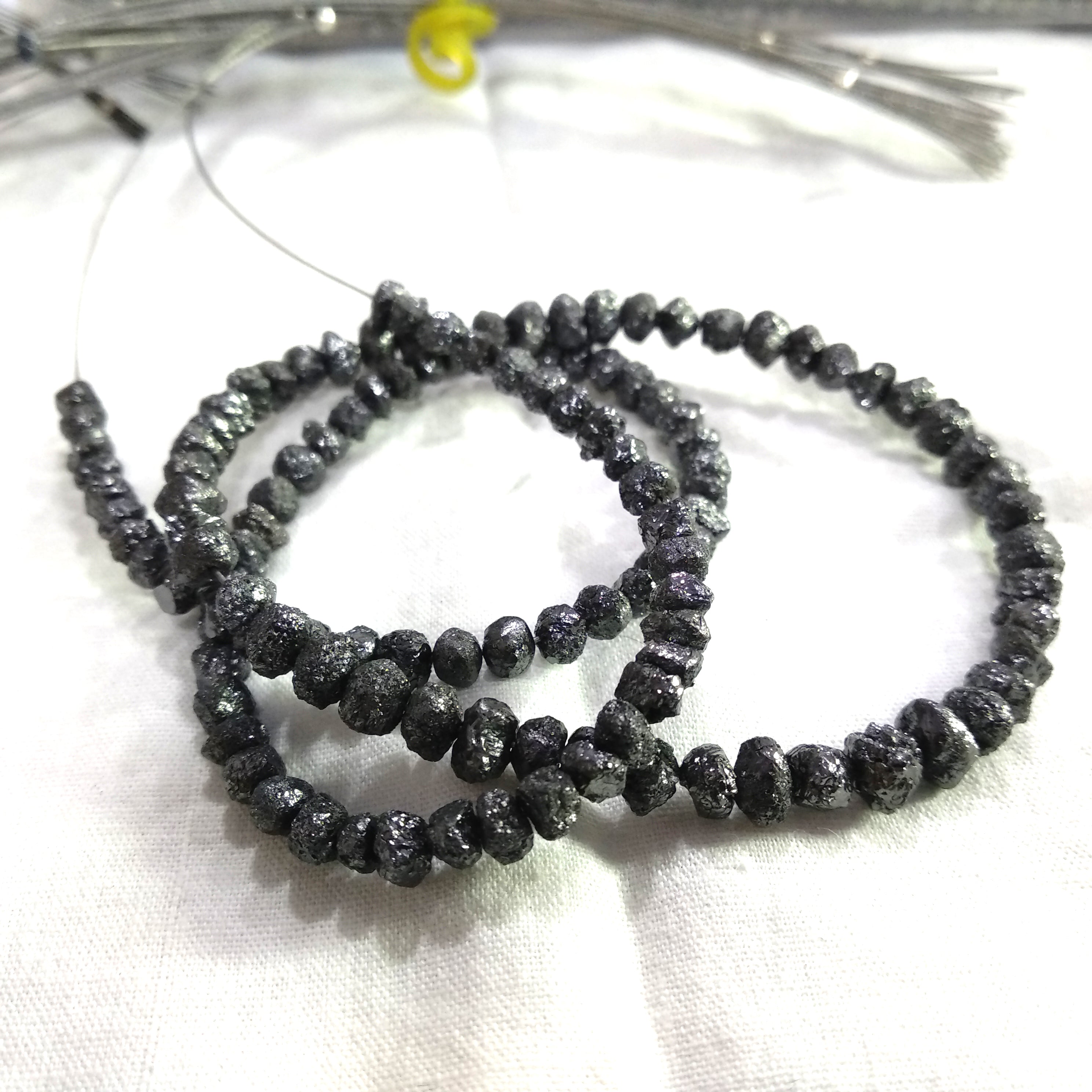 20 Pcs. Black Round Rough Diamonds 4.00 to 6.00 MM Size, Natural Black Roundish Rough Diamonds wt Drilled Hole