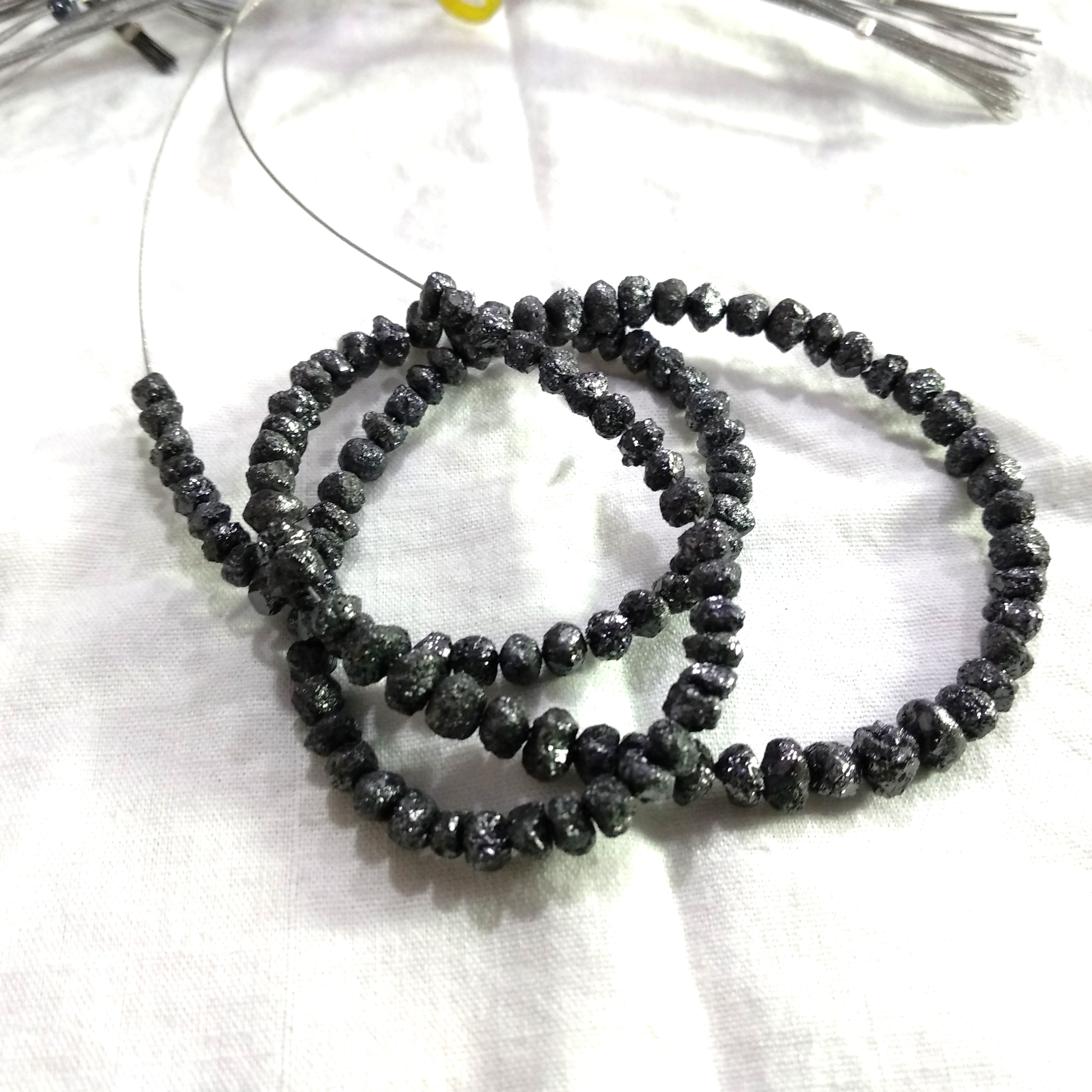 20 Pcs. Black Round Rough Diamonds 4.00 to 6.00 MM Size, Natural Black Roundish Rough Diamonds wt Drilled Hole