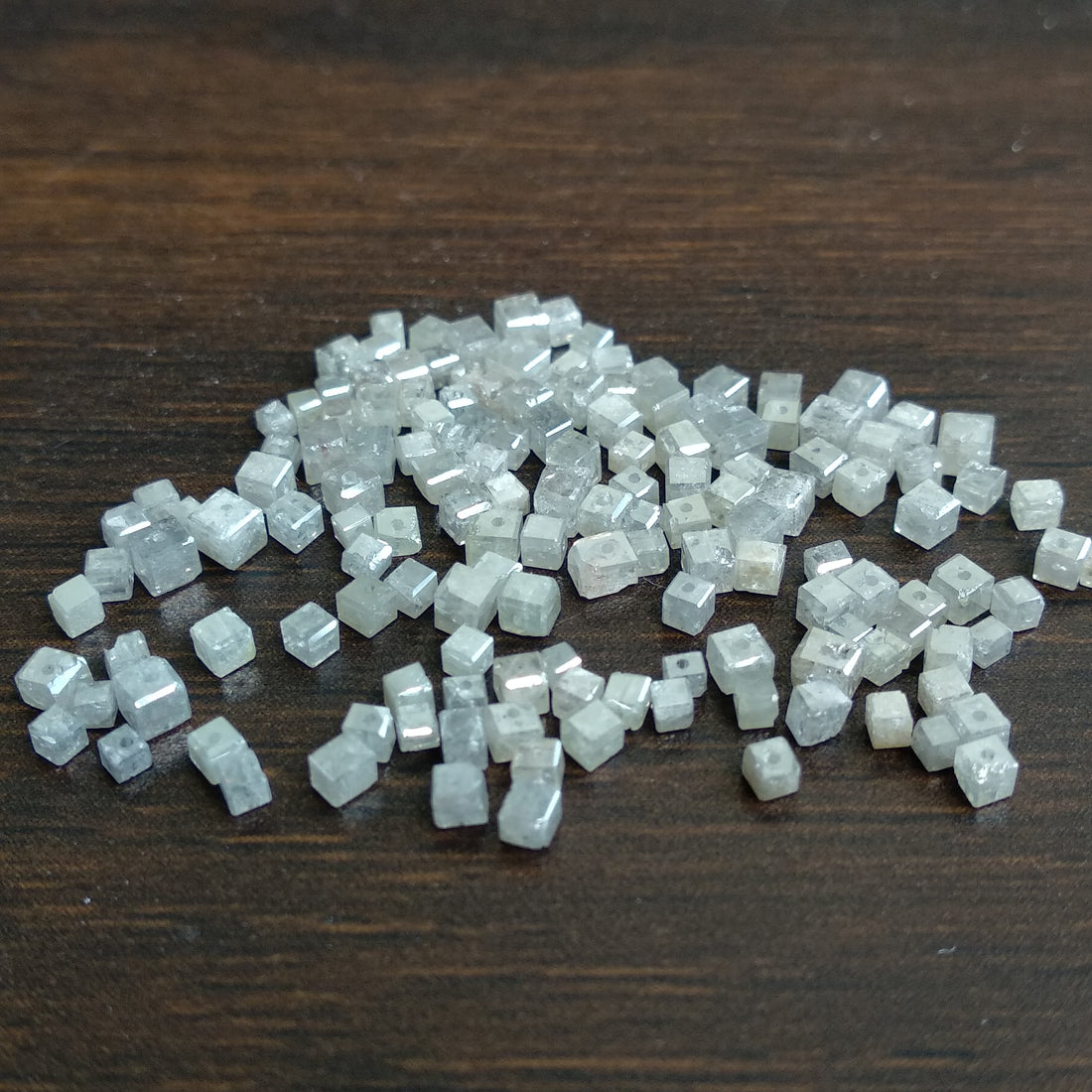 1.00 Ct 1.50-2.00 MM Natural Gray Color Polished Cube Loose Diamonds Beads with Drilled Hole
