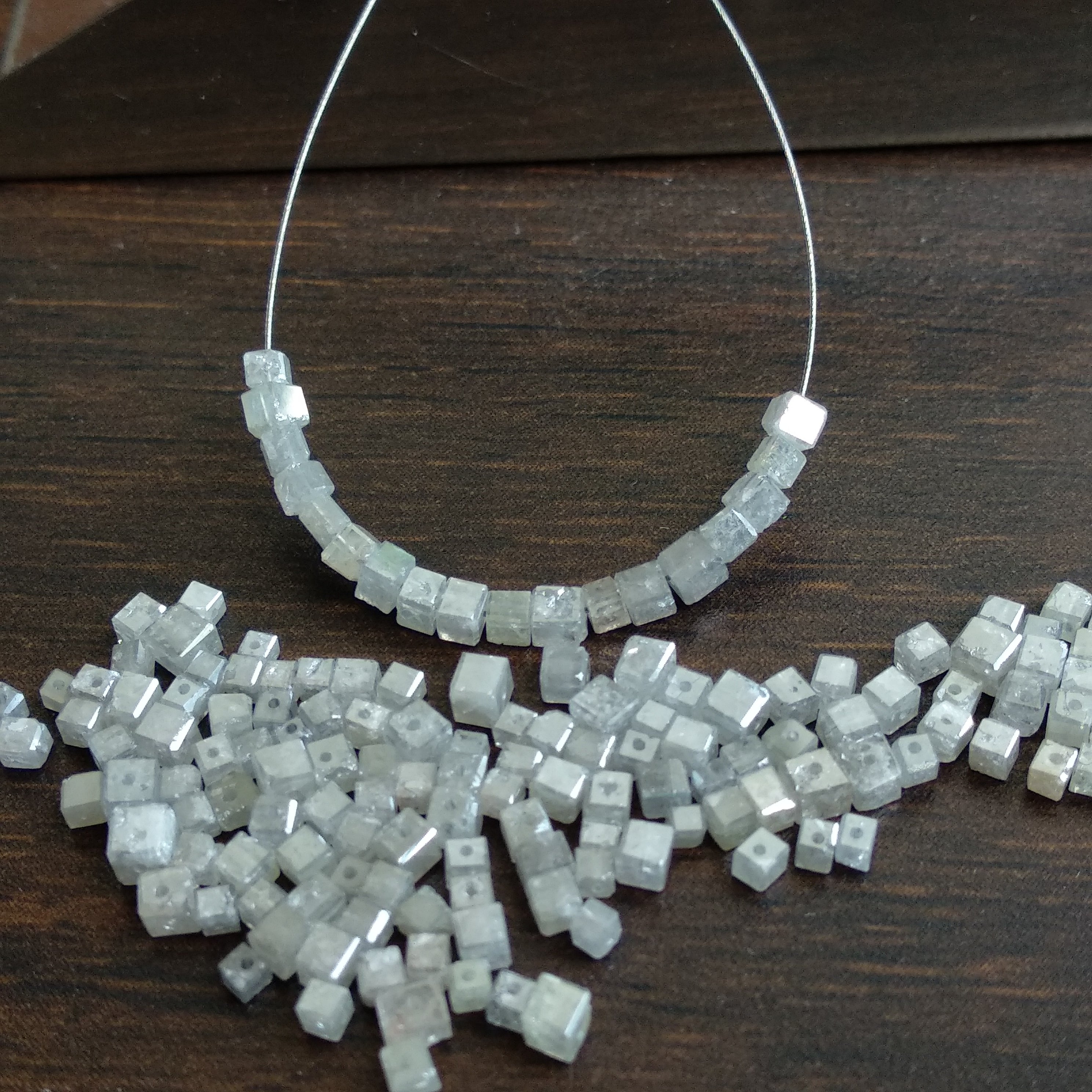 Natural Gray Color Loose Polished Cube Diamonds Beads with Drilled Hole 1.50 to 2.00 MM Size 2.00 Carat Lot