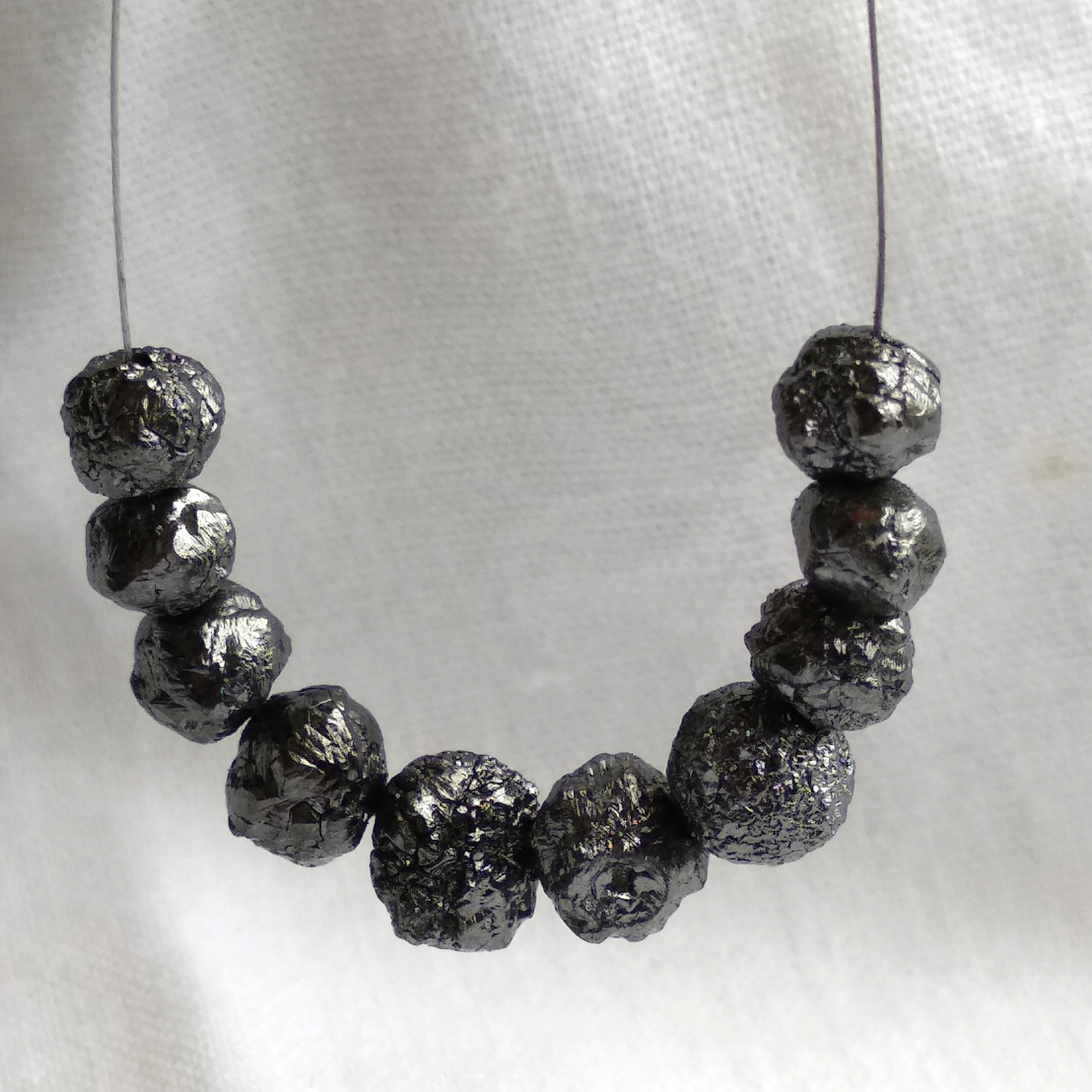 5 Pcs. 5.00- 6.00MM Size Natural Black Rough Diamonds with Drilled Hole for Jewelry