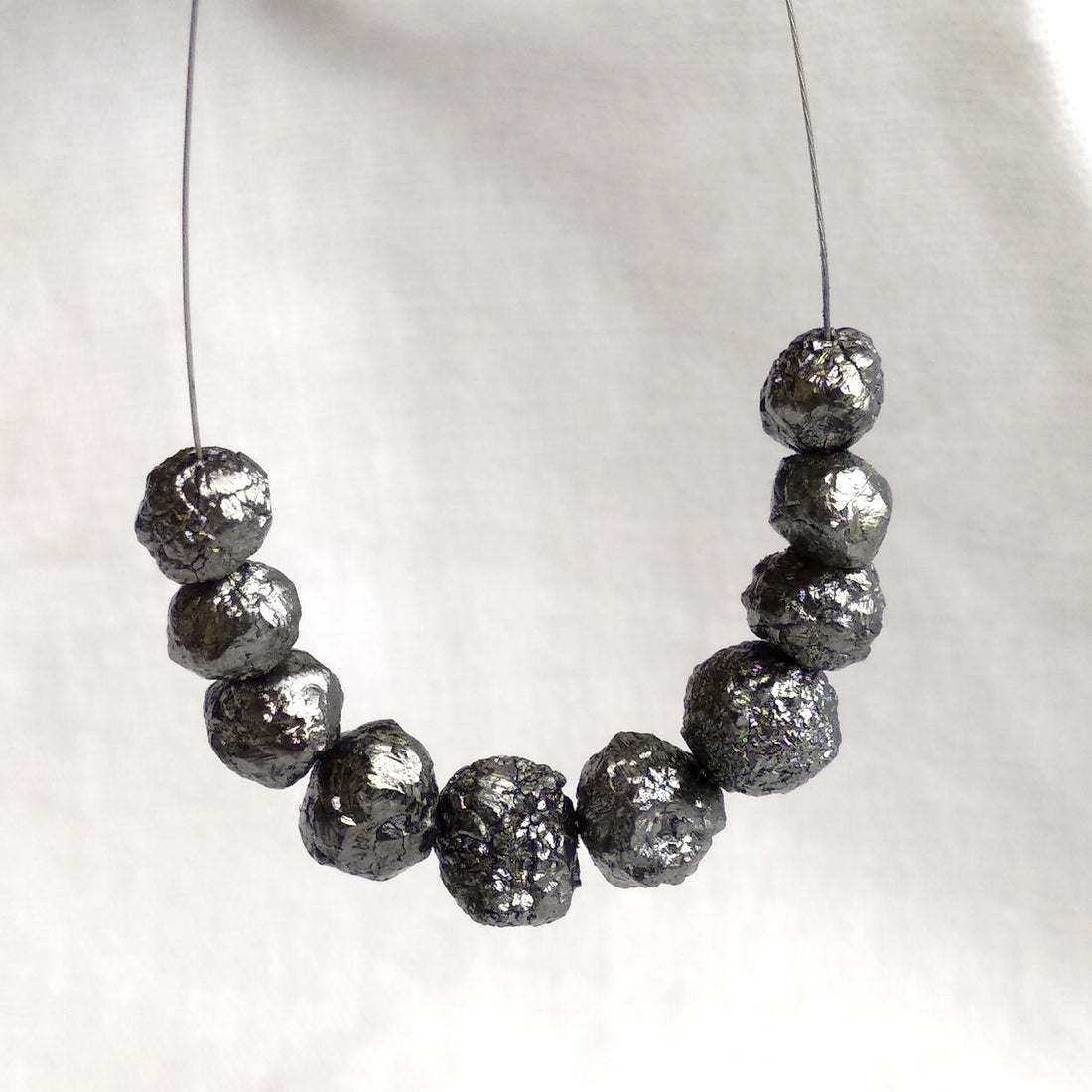 10 Pcs. Black Round Rough Diamond 4.00 to 6.00 MM Size - Natural Loose Rough Diamonds wt Drilled Hole for Jewelry