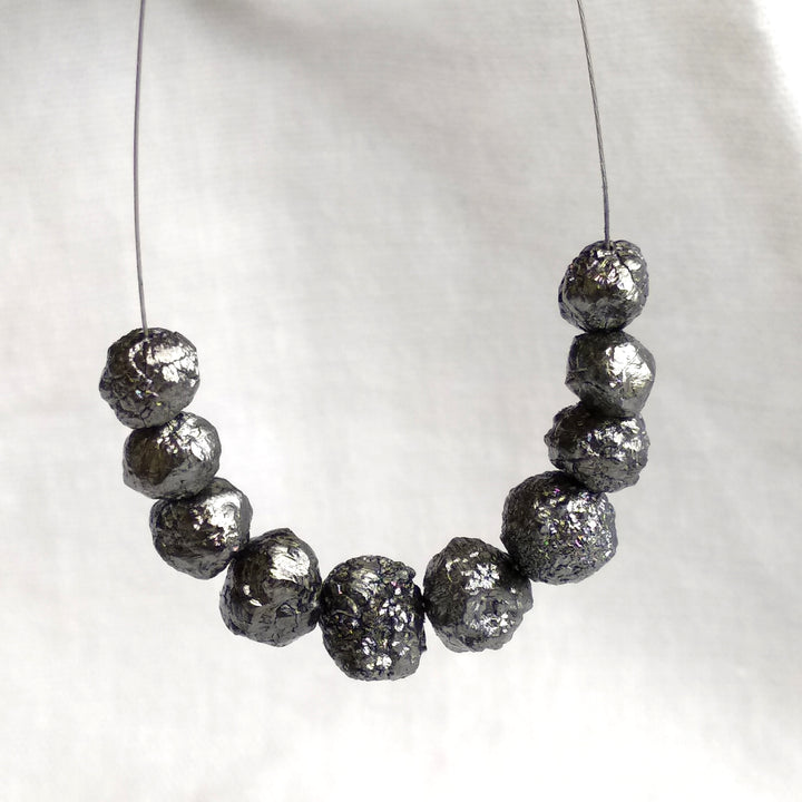 10 Pcs. Black Round Rough Diamond 4.00 to 6.00 MM Size - Natural Loose Rough Diamonds wt Drilled Hole for Jewelry