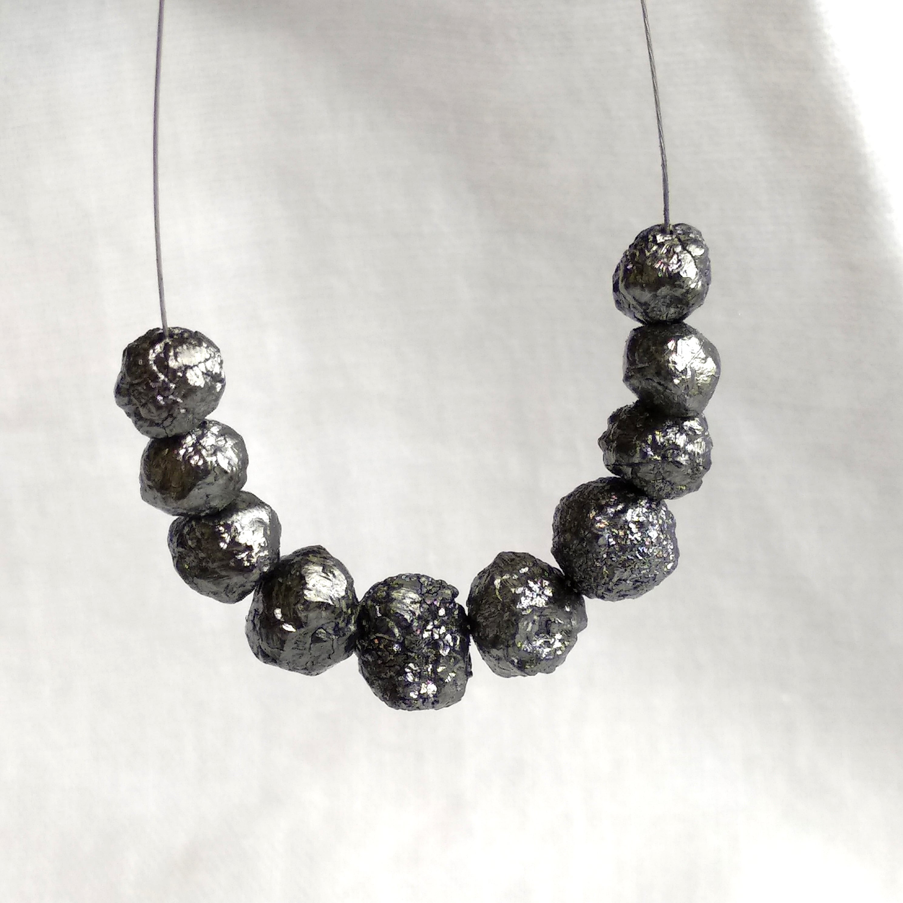 5 Pcs. 5.00- 6.00MM Size Natural Black Rough Diamonds with Drilled Hole for Jewelry