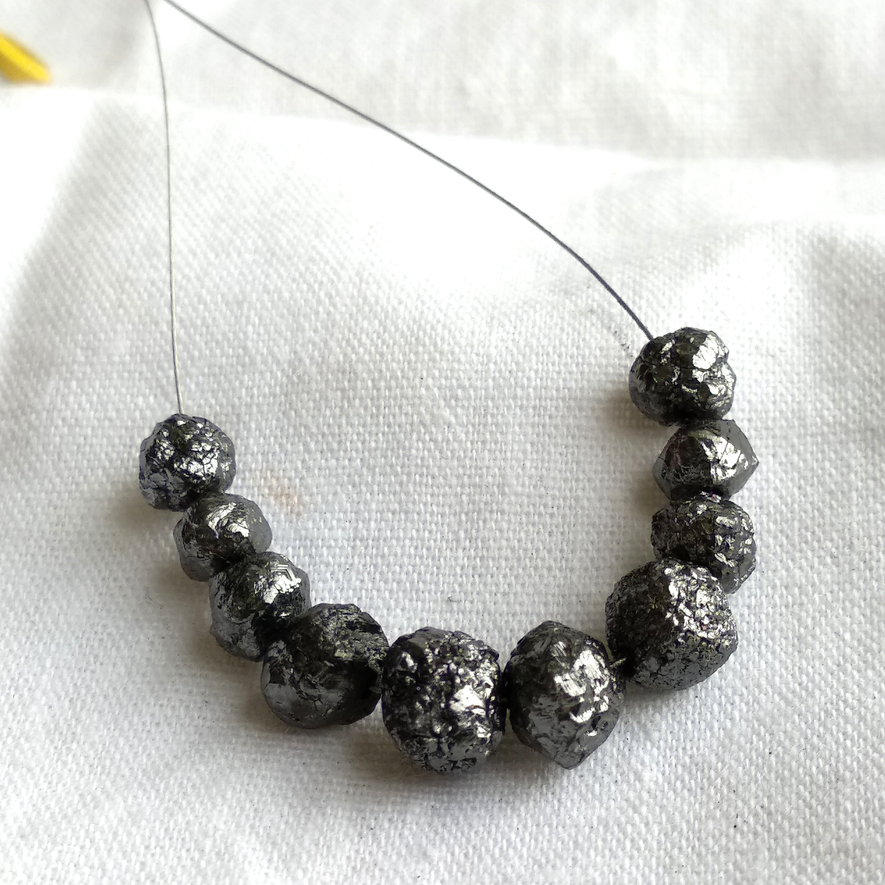 5 Pcs. 5.00- 6.00MM Size Natural Black Rough Diamonds with Drilled Hole for Jewelry