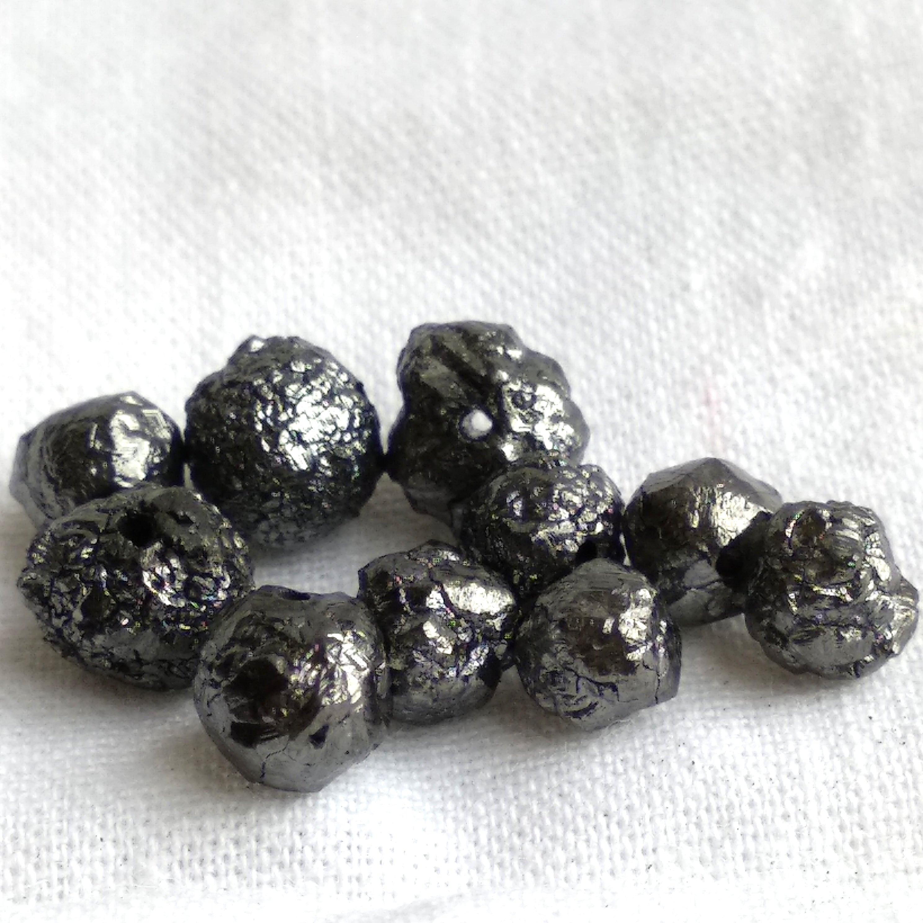 5 Pcs. 5.00- 6.00MM Size Natural Black Rough Diamonds with Drilled Hole for Jewelry