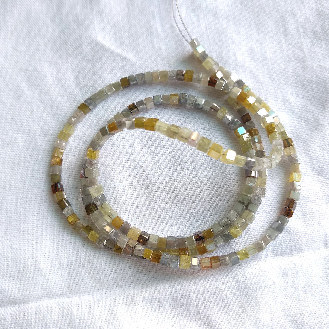8.00 Ct 1.50 to 2.00 MM Unique Natural Multi Color Polished Cube Loose Diamonds Beads 7" Bracelet wt Silver Clasp