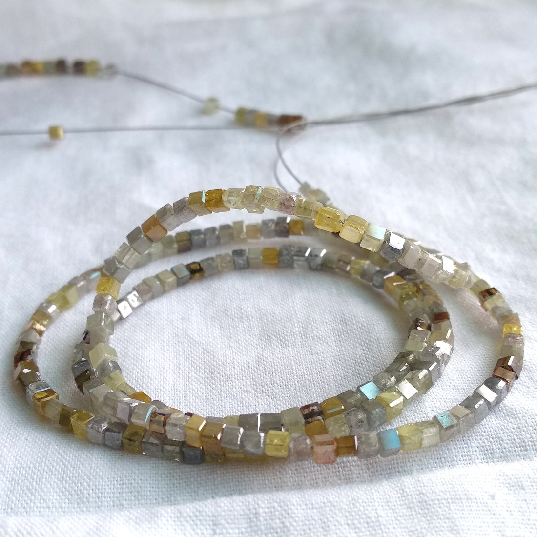 8.00 Ct 1.50 to 2.00 MM Unique Natural Multi Color Polished Cube Loose Diamonds Beads 7" Bracelet wt Silver Clasp