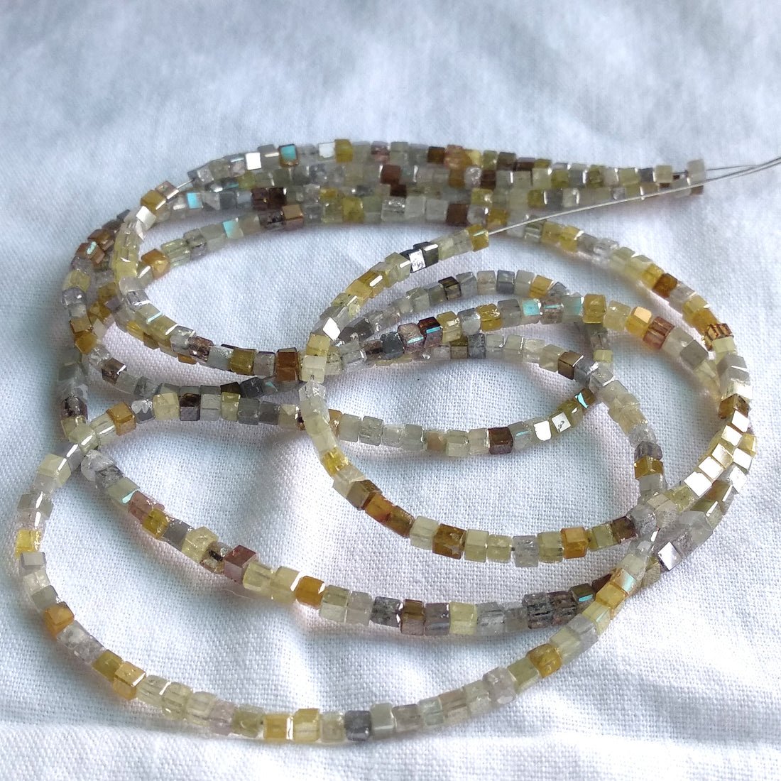 8.00 Ct 1.50 to 2.00 MM Unique Natural Multi Color Polished Cube Loose Diamonds Beads 7" Bracelet wt Silver Clasp