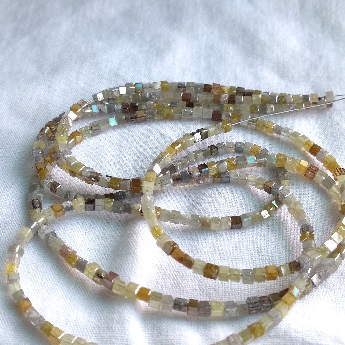 8.00 Ct 1.50 to 2.00 MM Unique Natural Multi Color Polished Cube Loose Diamonds Beads 7" Bracelet wt Silver Clasp