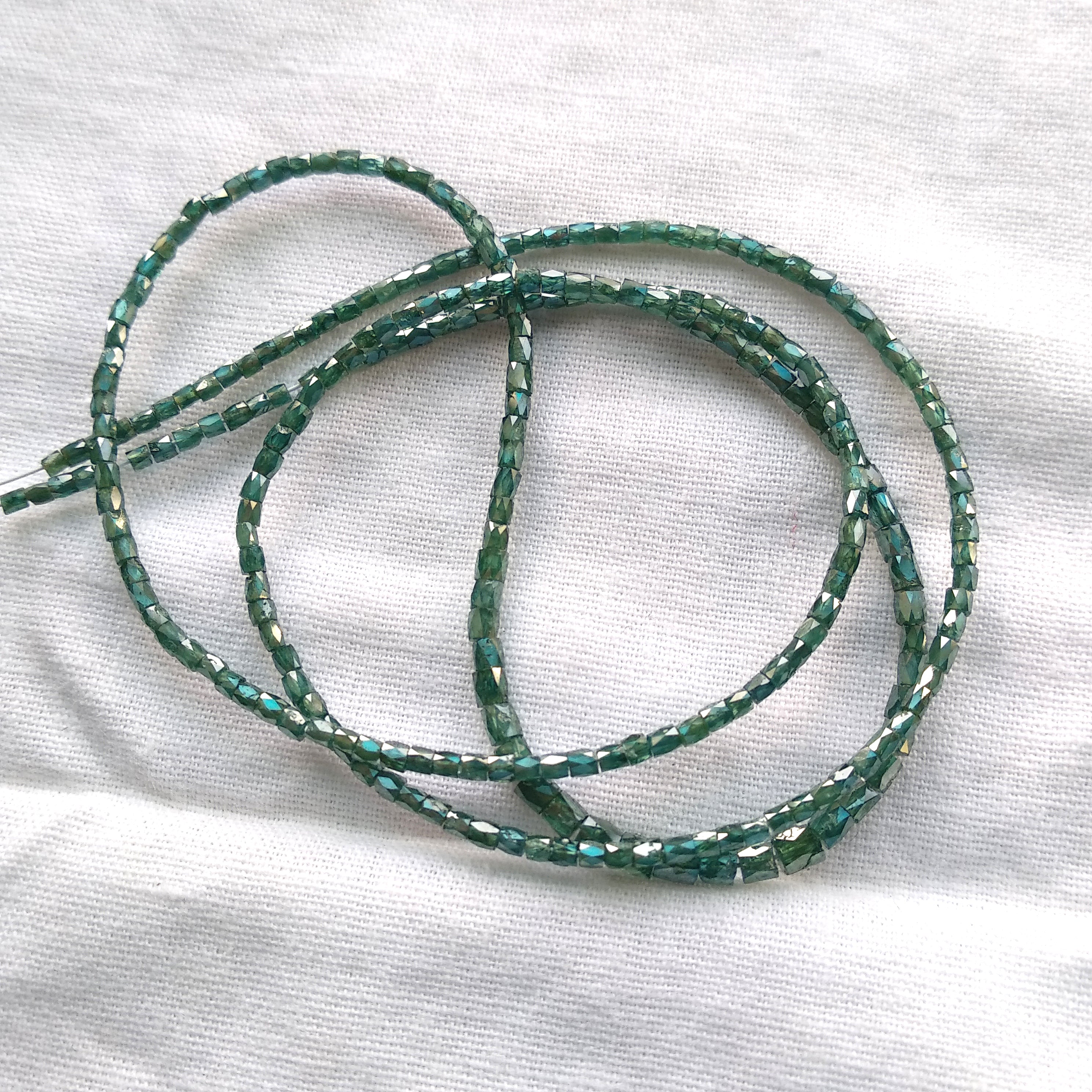 13.00 Ct Natural Blue Polished Pipe Tube Loose Diamonds Beads 16" Strand Necklace 1.50 to 2.00 MM Size