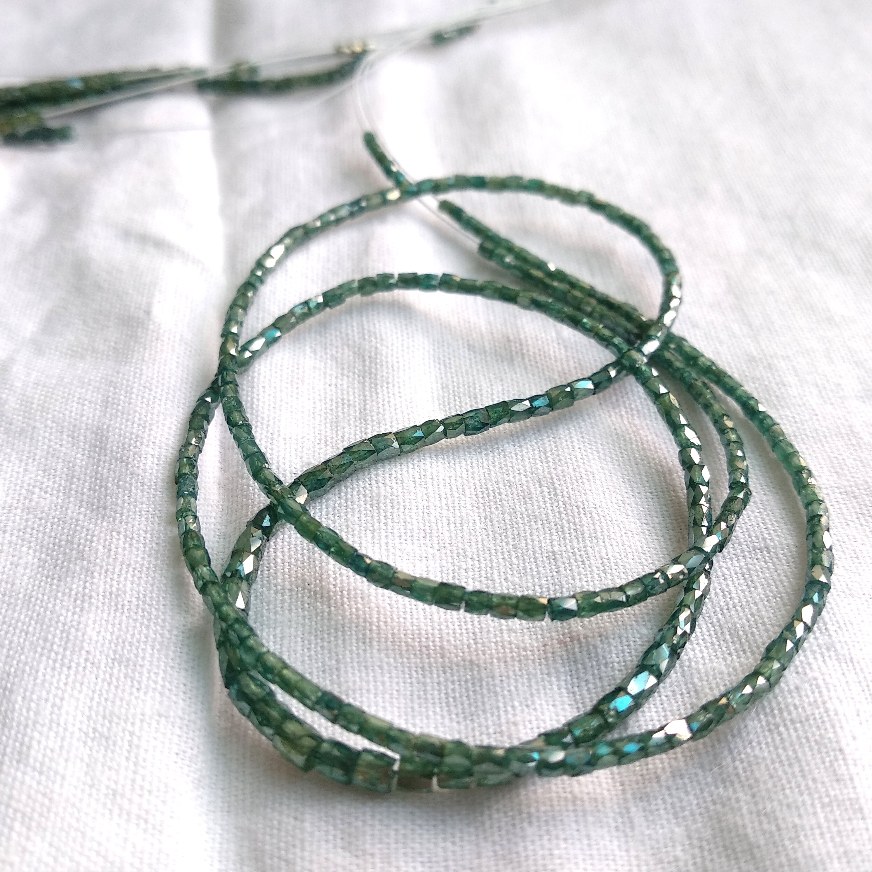 13.00 Ct Natural Blue Polished Pipe Tube Loose Diamonds Beads 16" Strand Necklace 1.50 to 2.00 MM Size