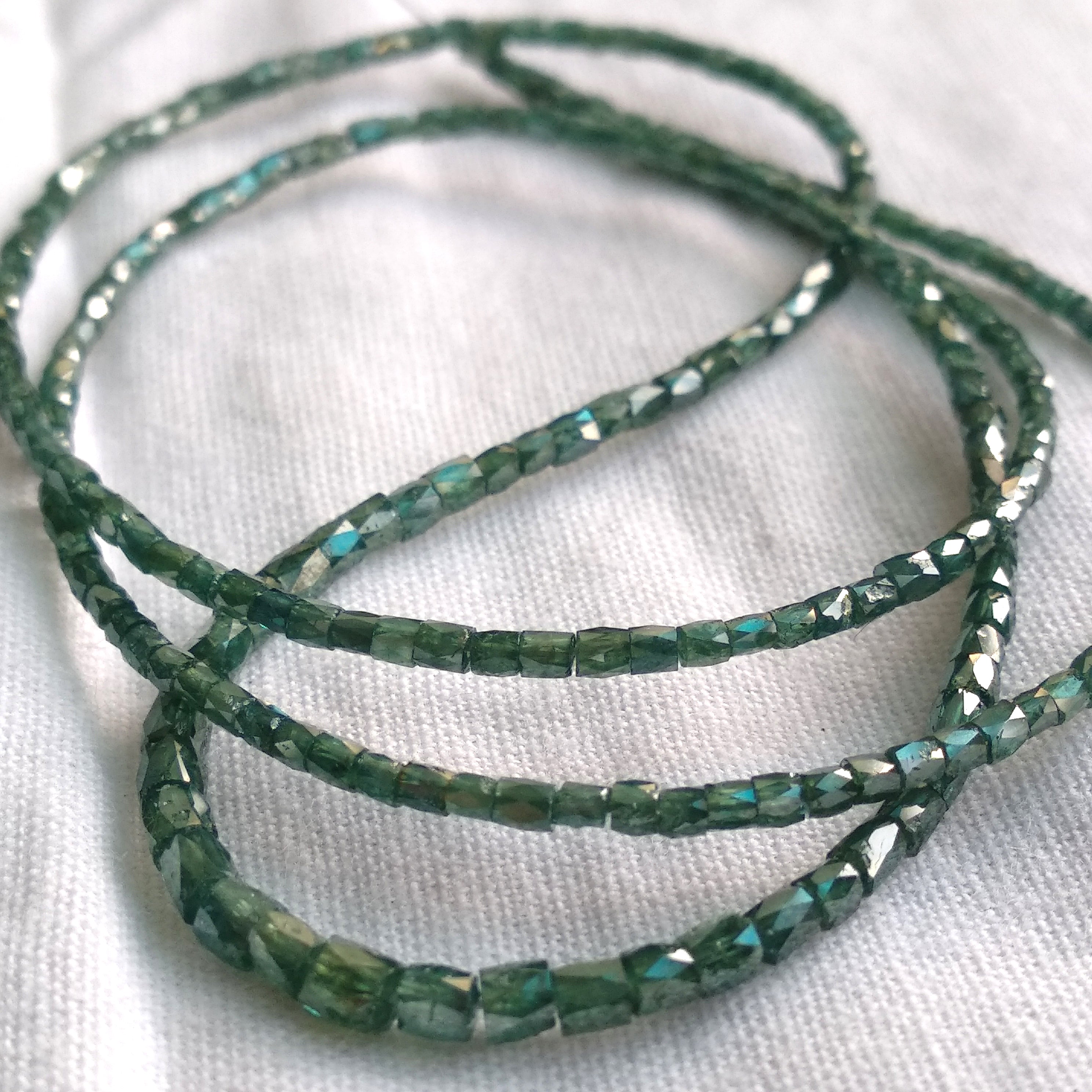 13.00 Ct Natural Blue Polished Pipe Tube Loose Diamonds Beads 16" Strand Necklace 1.50 to 2.00 MM Size