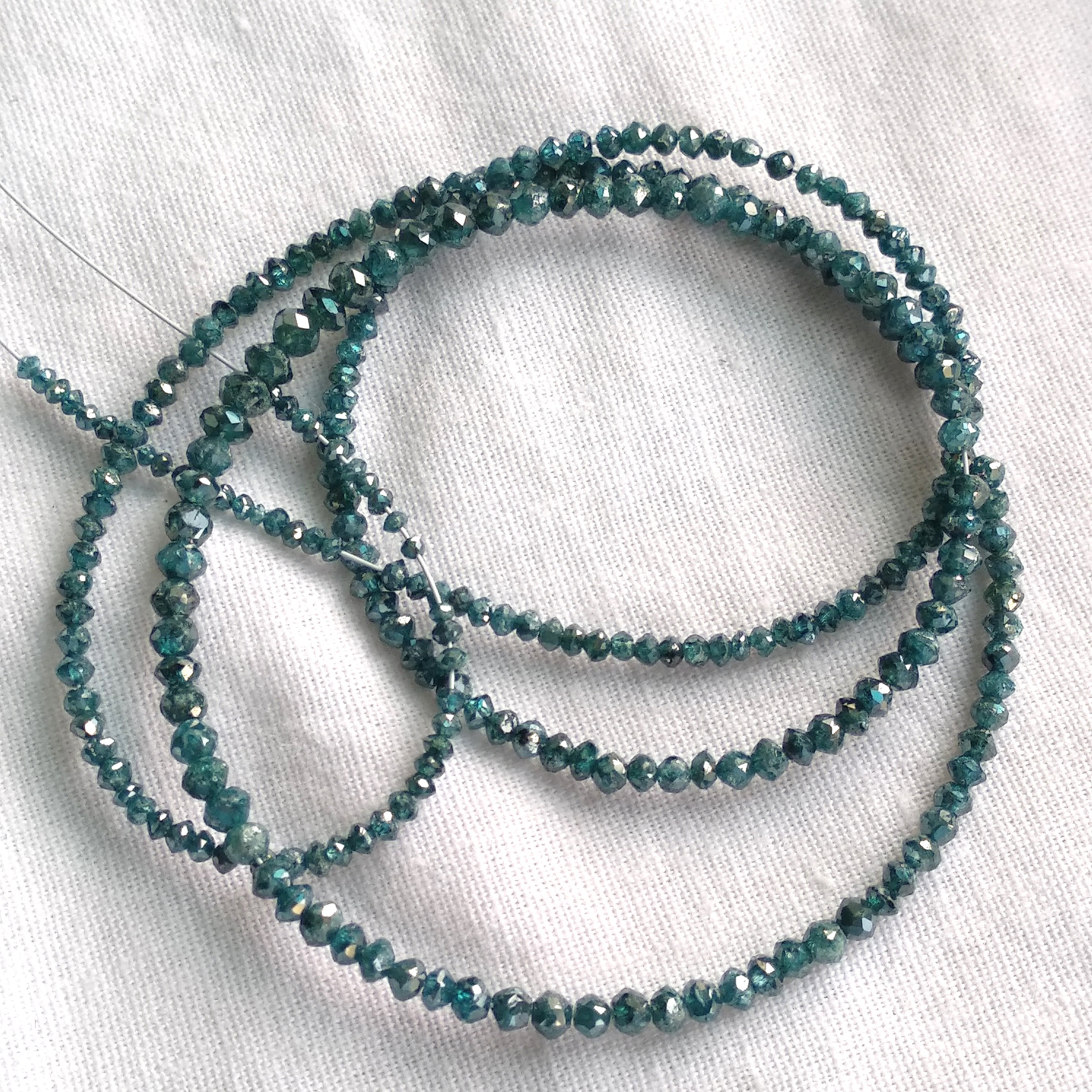 30 Pcs. 1.50-2.00 MM Size Natural Blue Round Loose Diamond Beads with Drilled Hole, Polished Diamond Beads for Jewelry