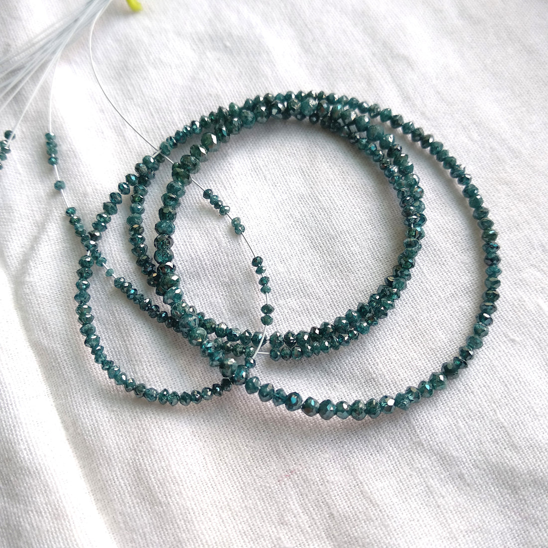 13.00 Carat Natural Blue Polished Round Loose Diamonds Beads 16" Strand Necklace 1.50 to 2.25 MM Size