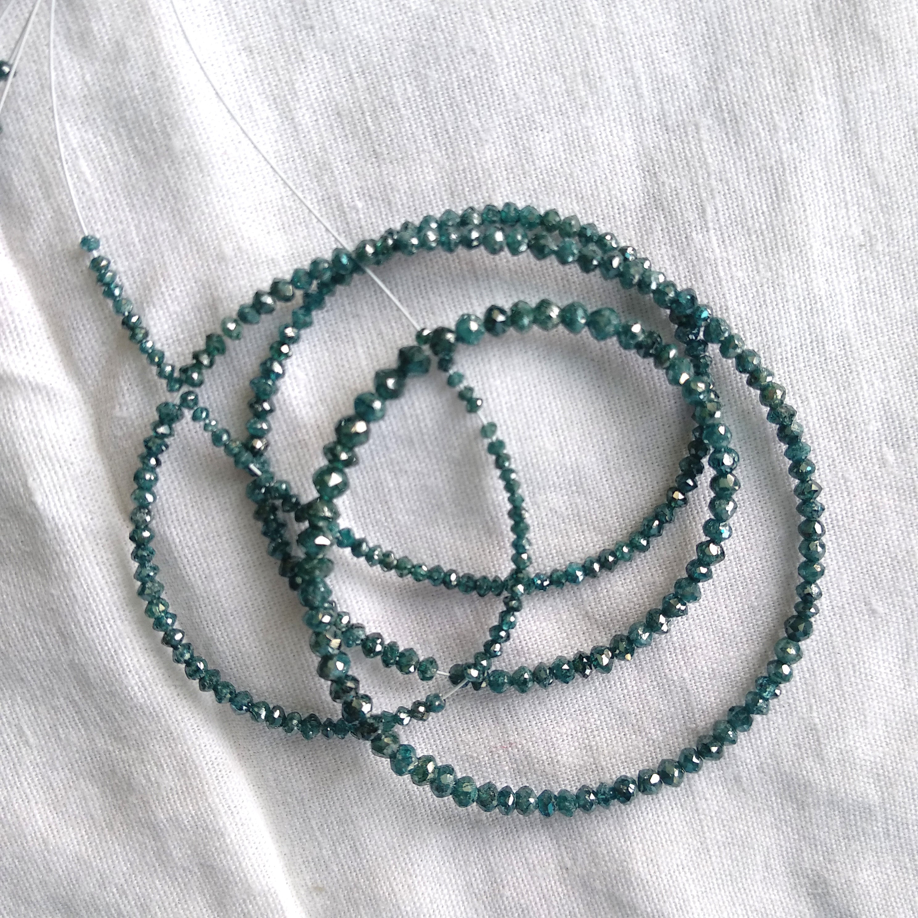 30 Pcs. 1.50-2.00 MM Size Natural Blue Round Loose Diamond Beads with Drilled Hole, Polished Diamond Beads for Jewelry