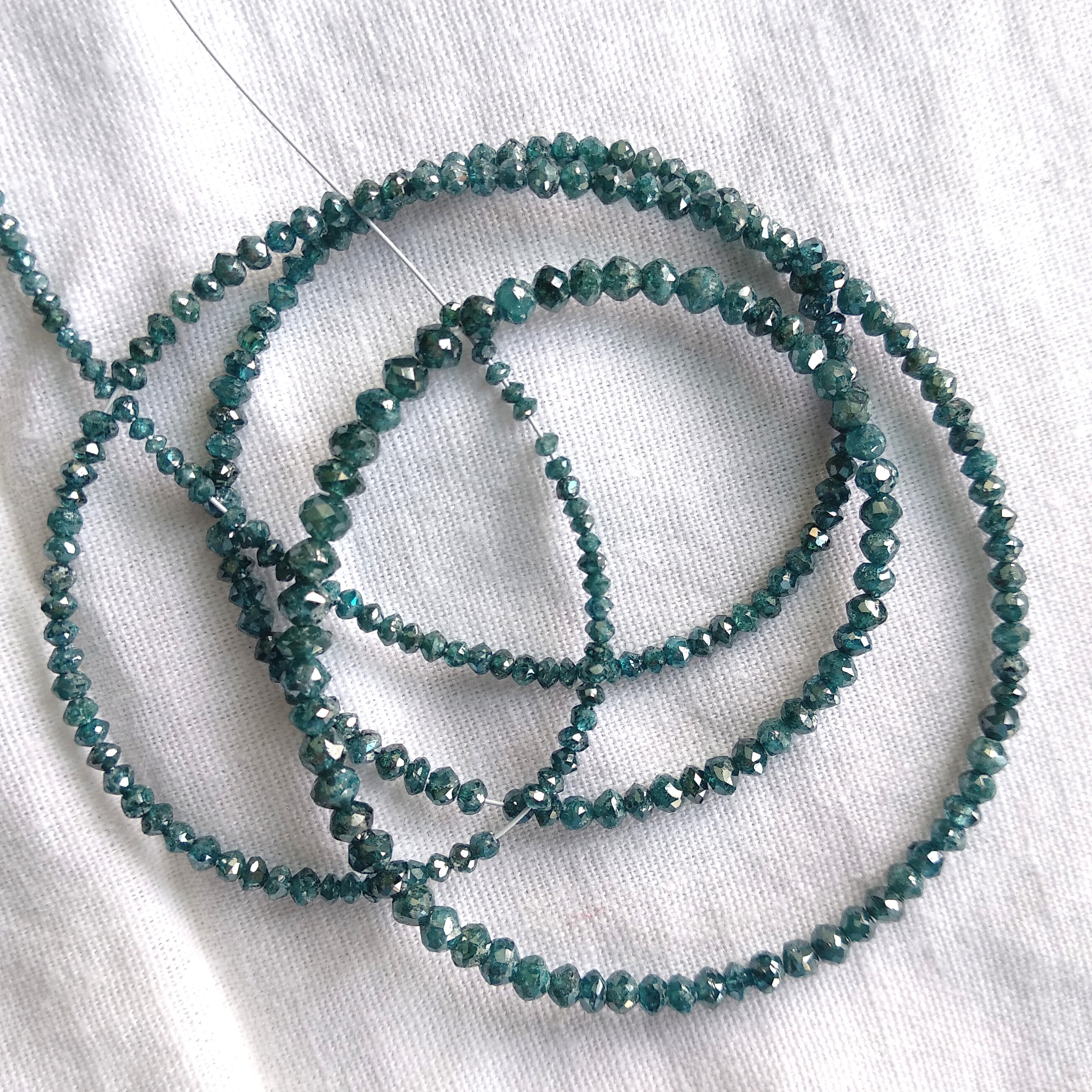 30 Pcs. 1.50-2.00 MM Size Natural Blue Round Loose Diamond Beads with Drilled Hole, Polished Diamond Beads for Jewelry