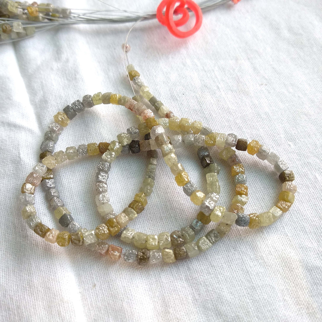 Natural Cube Rough Diamond, Fancy Multi Color Raw Loose Diamonds Beads 16" Strand 15 Ct 1.5-2.0 MM Chain Necklace